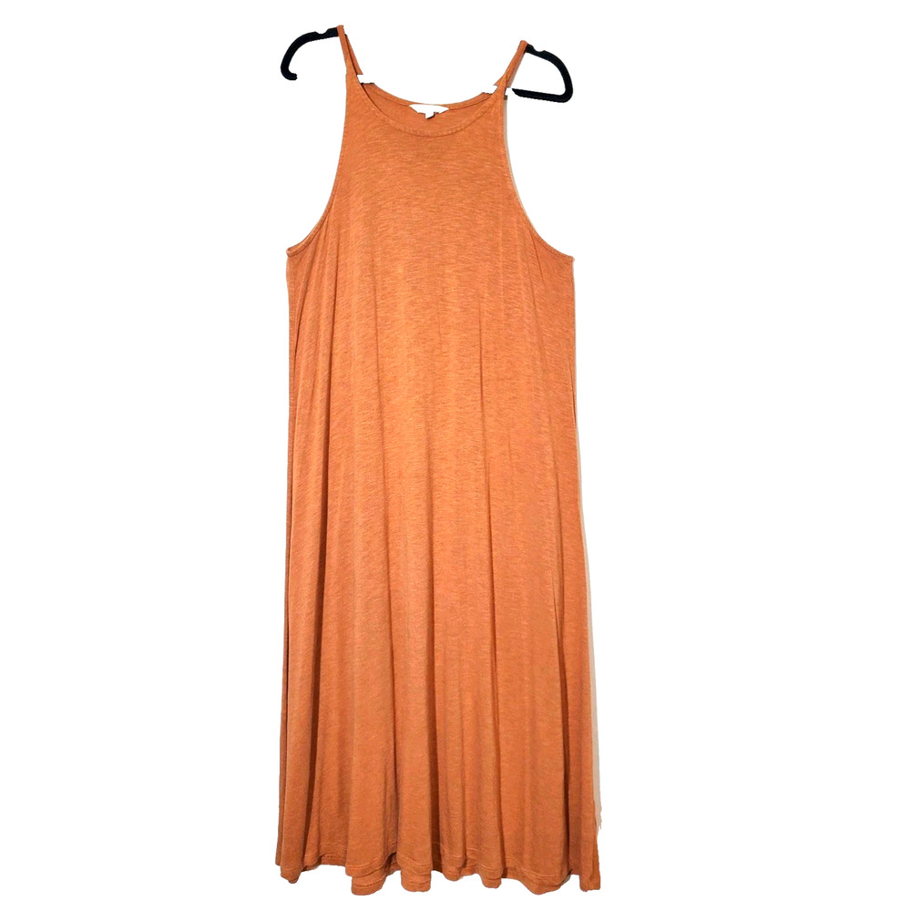 Madewell Womens XL Dress Cami Knit‎ Midi Halter Neck Pumpkin Orange Maxi